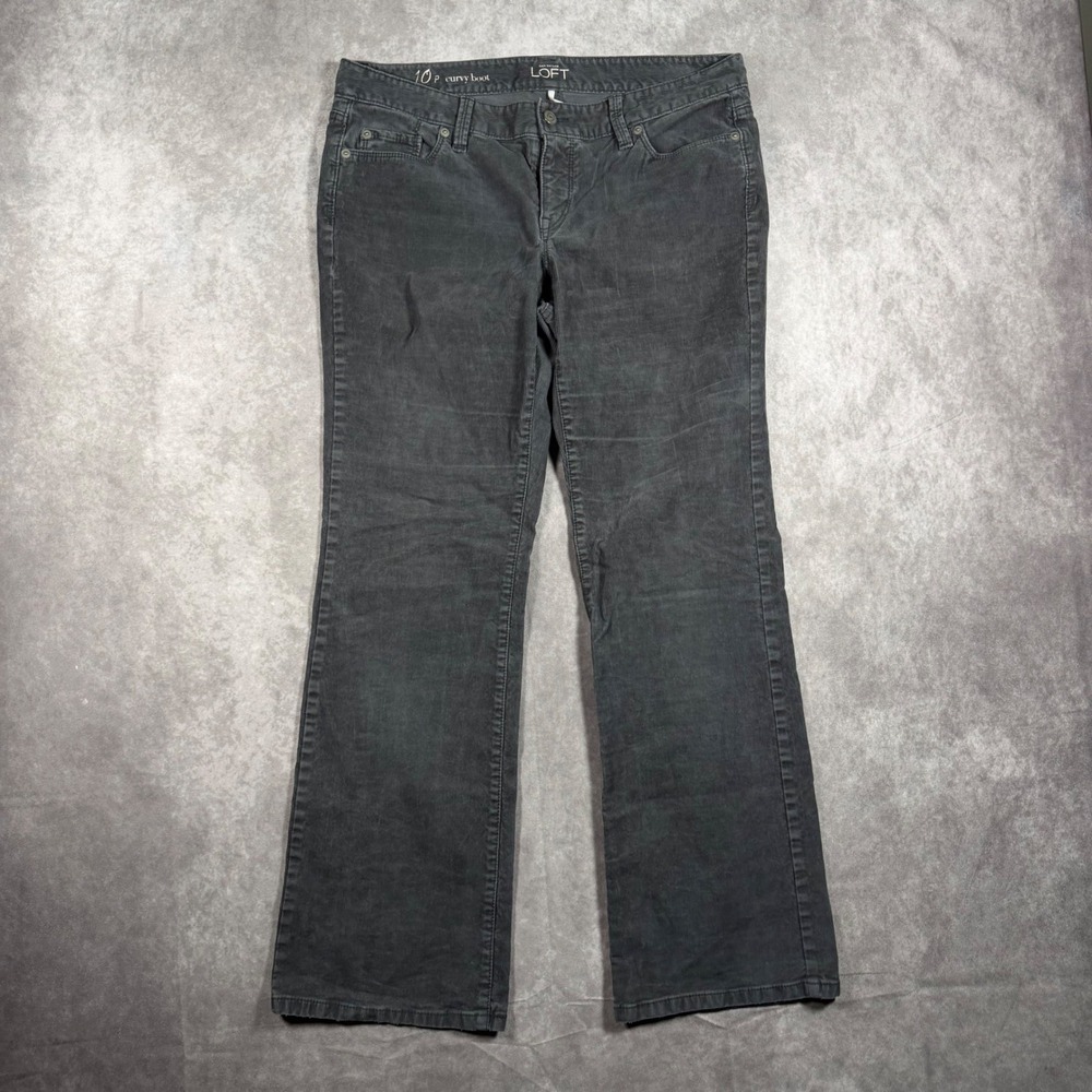 Ann Taylor LOFT Curvy Bootcut Corduroy Pants Gray Size 10P Petite Casual Chic